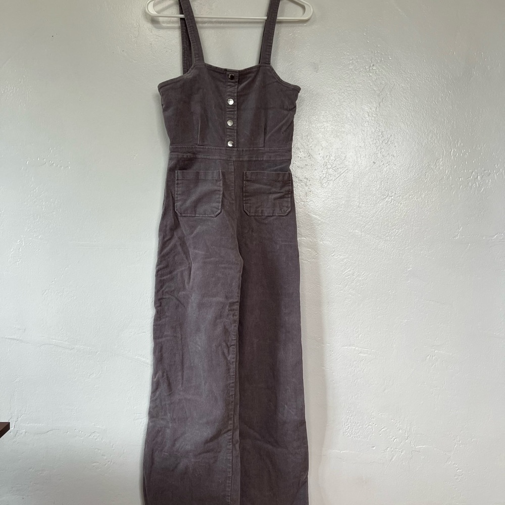 Gray Corduroy Flare Jumpsuit